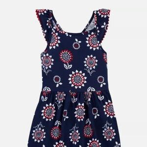 Floral Navy Dress with Red and White Accents